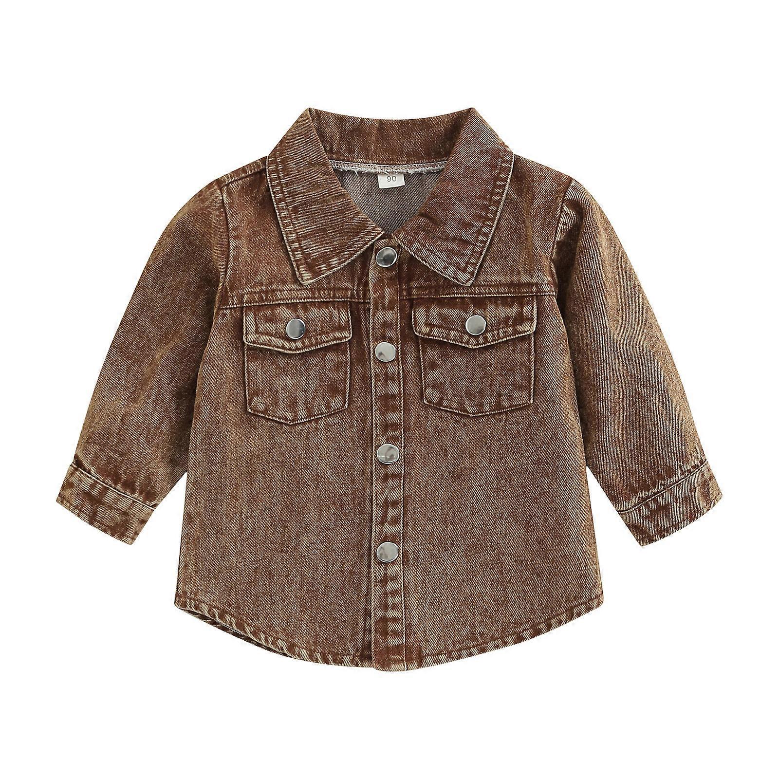Taapero Vauva Denim Takit Button Down Farkut Takki Top Pitkähihainen Syksy Cowboy Päällysvaatteet Vaatteet Lapsi Tytöt Pojille