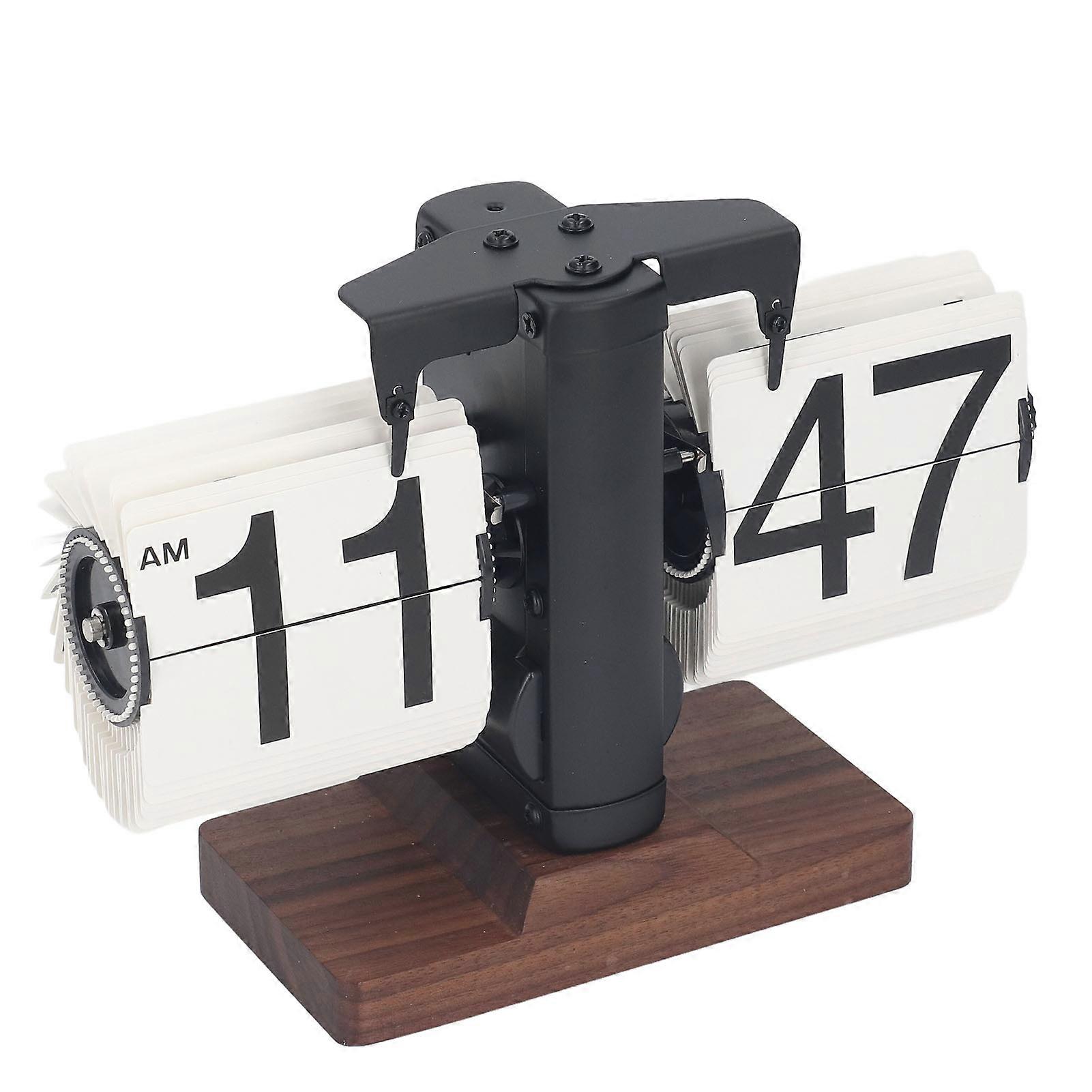 Retro Flip Desk Clock 12H Single Sided Battery Powered 20.5x14cm Black