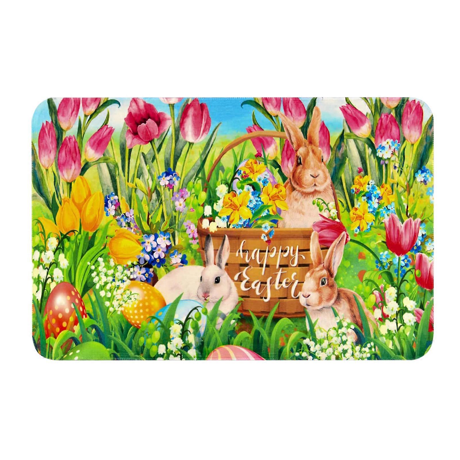 Decor scandian Covor de Paște Trei dimensiuni Lână artificială Covoraș de intrare Baie Covoraș antiderapant Desene animate Model Decorațiuni de Paște Decorațiuni de vacanță jjj