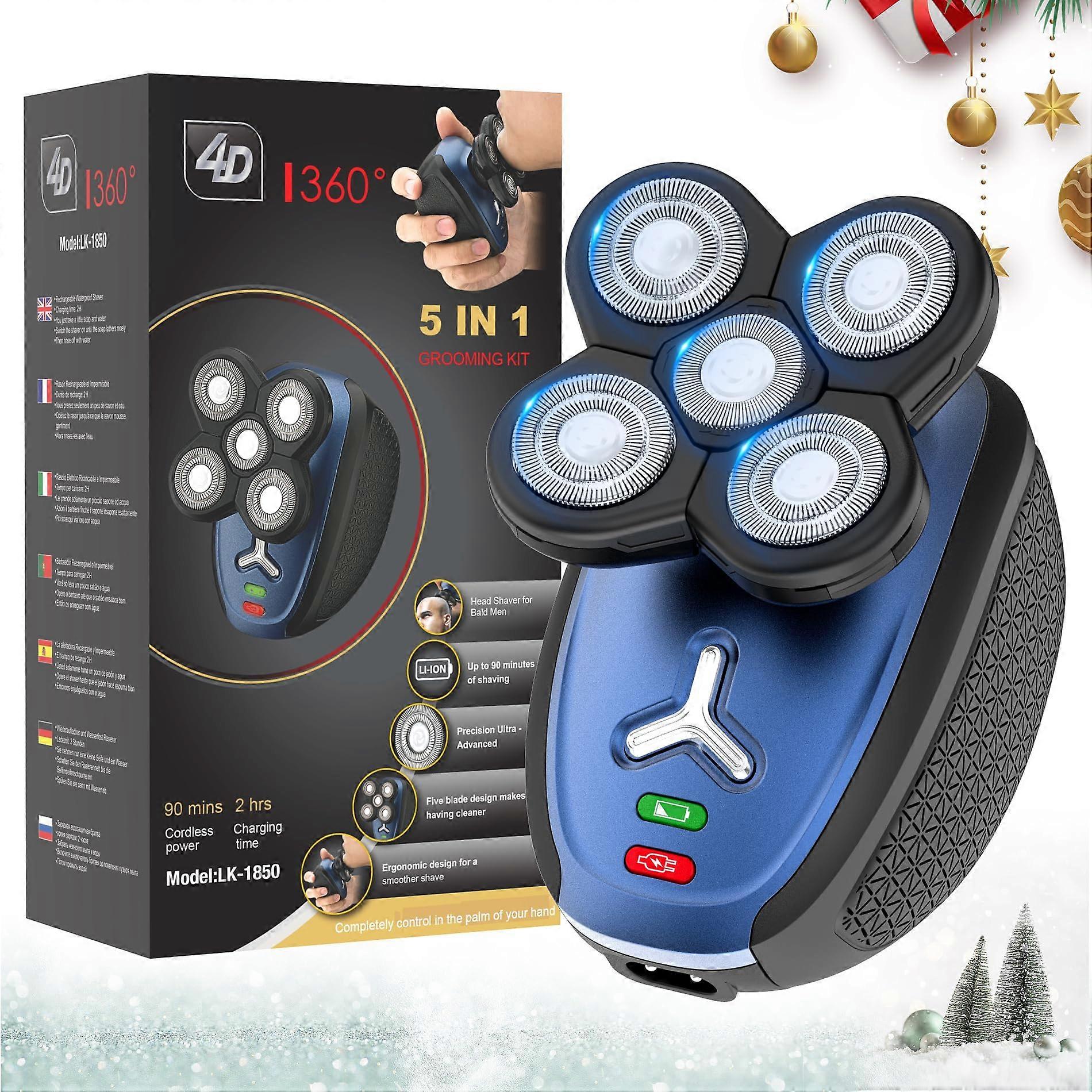 Electric Cordless Rechargeable Head Shaver For Home And Travel Use Portable Design Ergonomic Grip Easy Cleaning