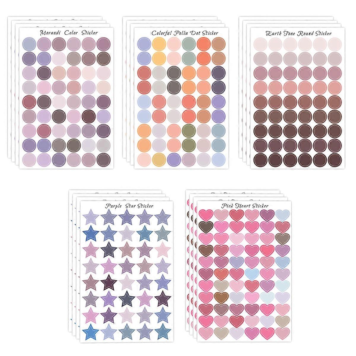 20 Sheets Color Coding Labels Colored Stickers Assorted Removable Stickers for Classrooms Offices Labeling Marking