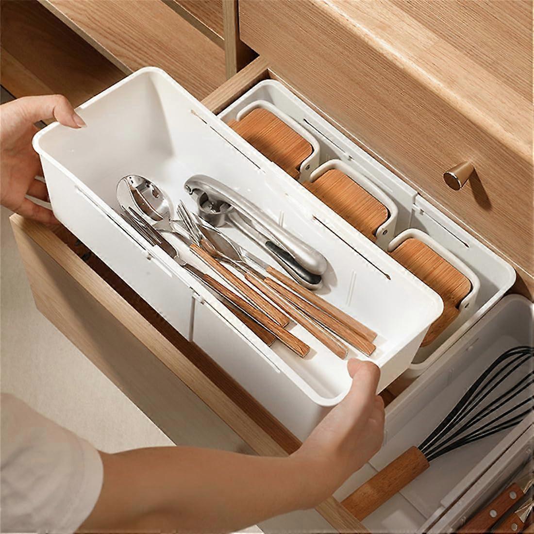 Retractable Storage Box,Plastic storage boxes, miscellaneous items, clothing storage boxes, kitchen containers,10.6 - 15.1inch (Wide style)