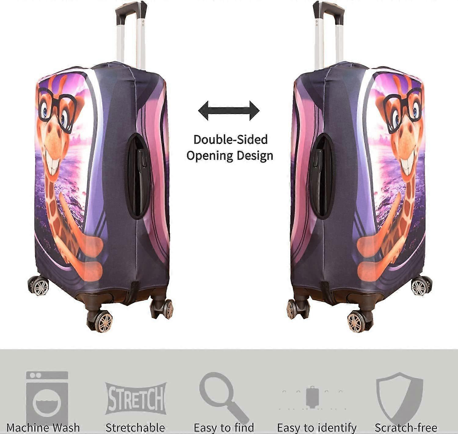 L Giraffe Water Resistant Print Trolley Case Protective Cover For 26/27/28 Luggage Baggage Washable Travel Suitcase Protector