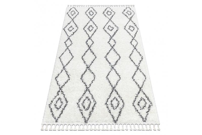 Carpet UNION 3374 Diamonds, chain cream / grey Fringe Berber Moroccan shaggy