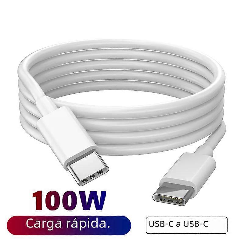 100W USB-C to USB-C Fast Charging Cable for iPhone 15 pro Max iPad Air 5 Macbook Huawei Mate 60 Samsung Type C to Type C in White