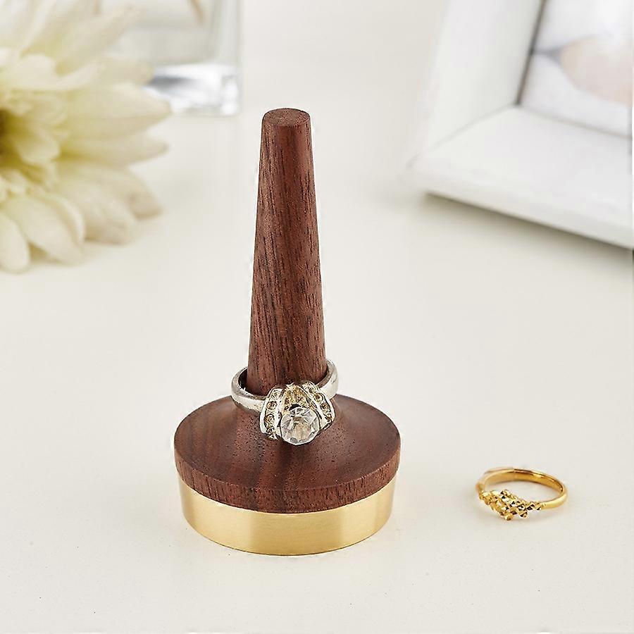 Bois de noyer noir avec support en laiton porte-bague pour bijoux