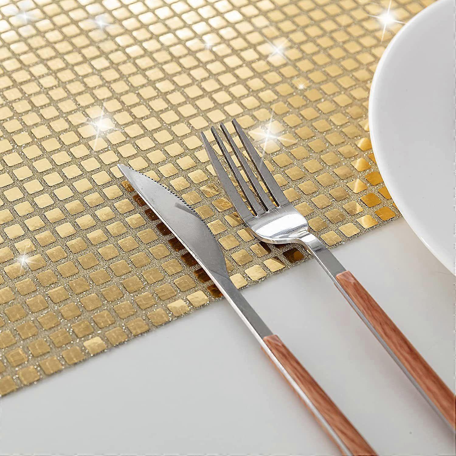 30x45cm Sequin Plaid Placemat Party Home Decor Polyester Table Protection Mat