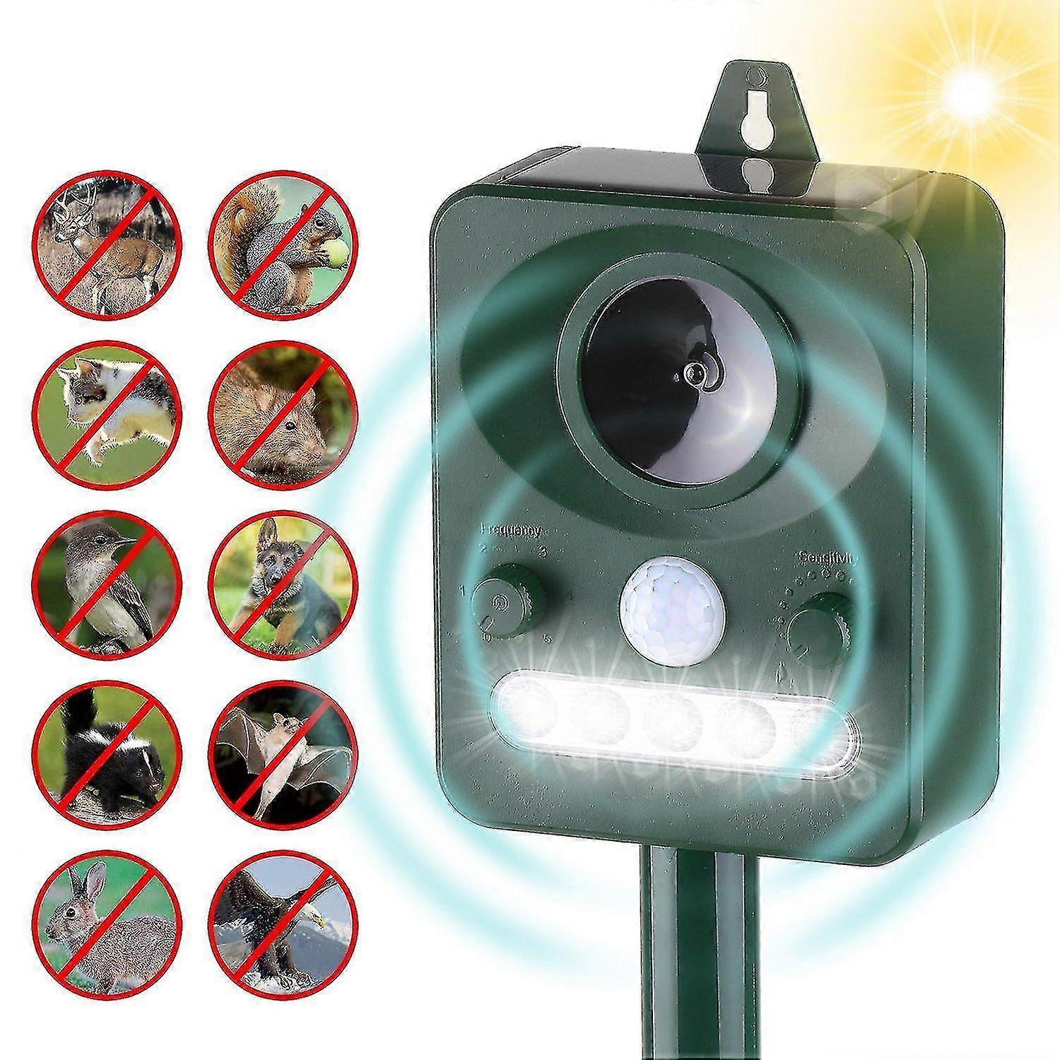Solar Ultrasonic Pest Repeller Outdoor Animal With Sound Motion Sensor And Flashing Light