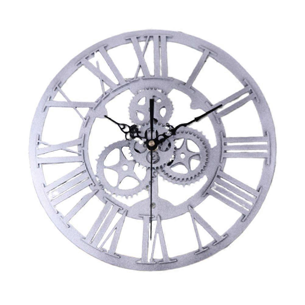1Pc Retro Gear Wall Clock Decorative Wall Clock Industrial Style Wall ClockSilver