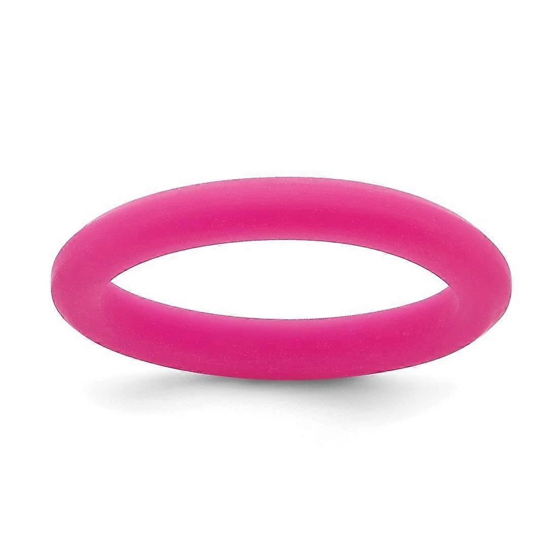 Silicone Fuchsia 3mm Round Band-Band Style Ring for Women and Men - Ring Size: 5 to 8