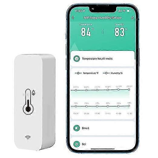 Wifi Hygrometer Thermometer Sensor, Wireless Temperature And Humidity Sensor, Suitable For Indoor And Outdoor Use, With Remote App Notification Alert