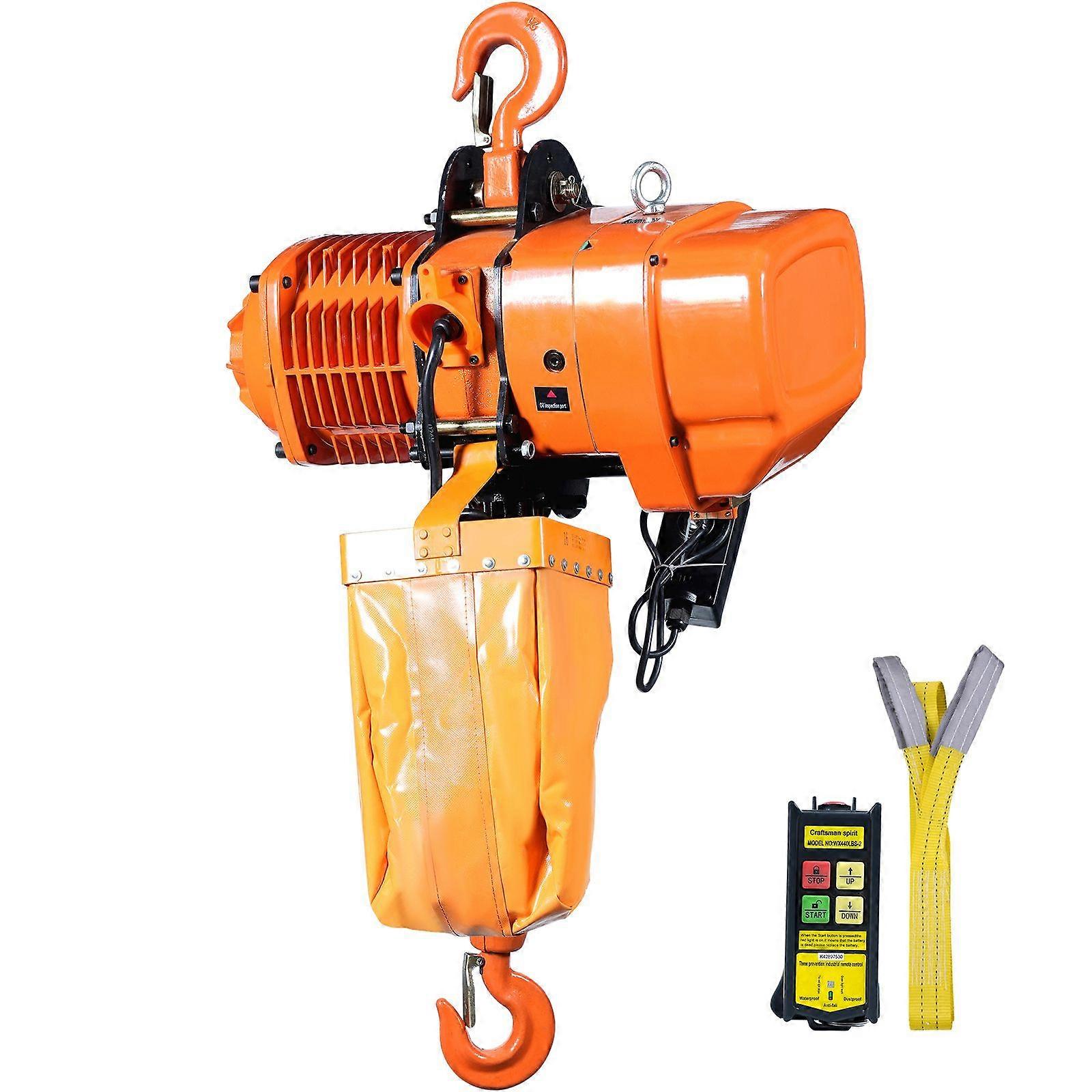 Electric Chain Hoist, 4400 lbs Load Capacity, 20 ft Lifting Height, 21.6 ft/min Speed, 230V, 328 ft Wireless Remote Control