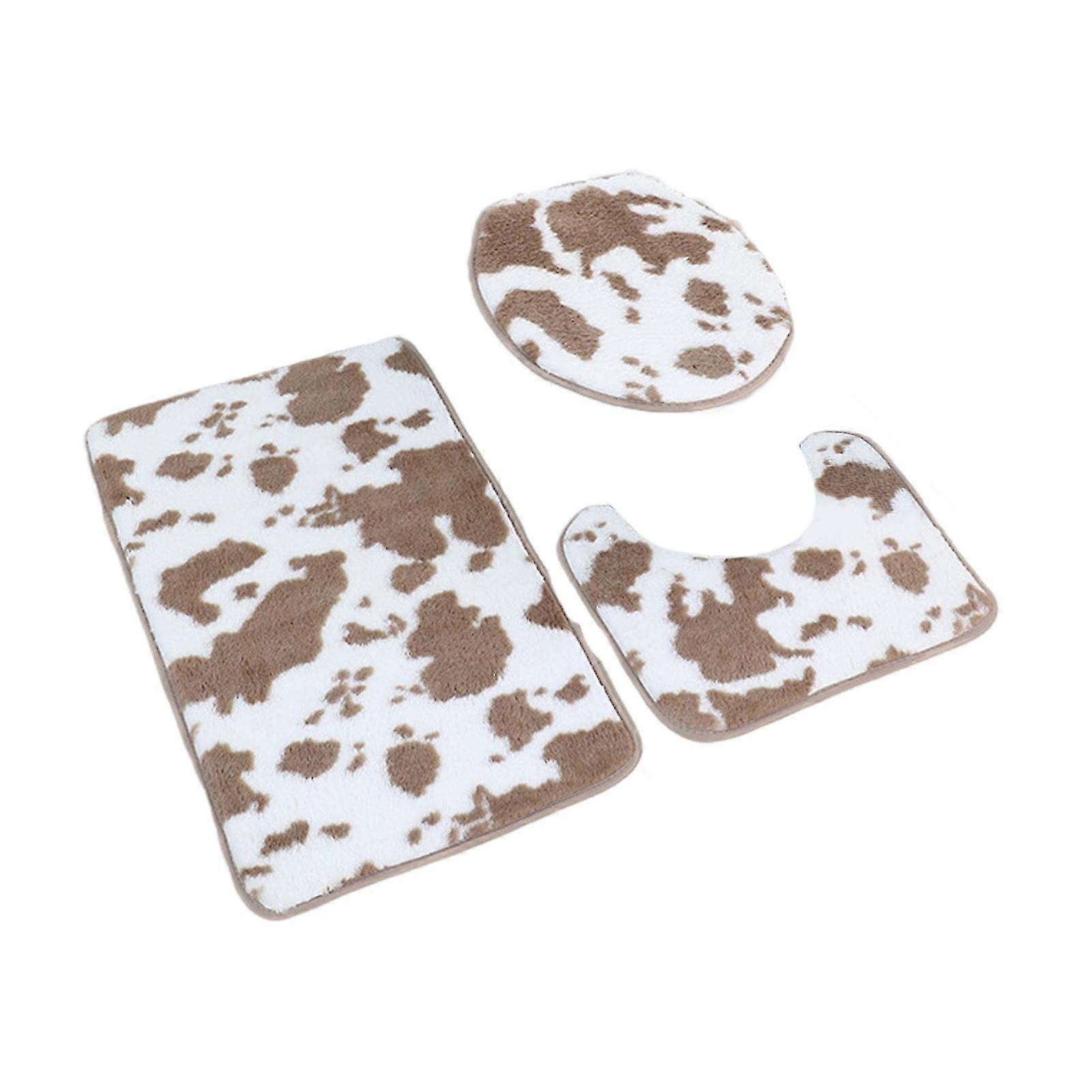 3 stk / sett baderomsgulvmatte sklisikker superabsorberende ku farge fortykket tuftet høst vinter termisk isolasjon gulv teppe toalettdeksel pute