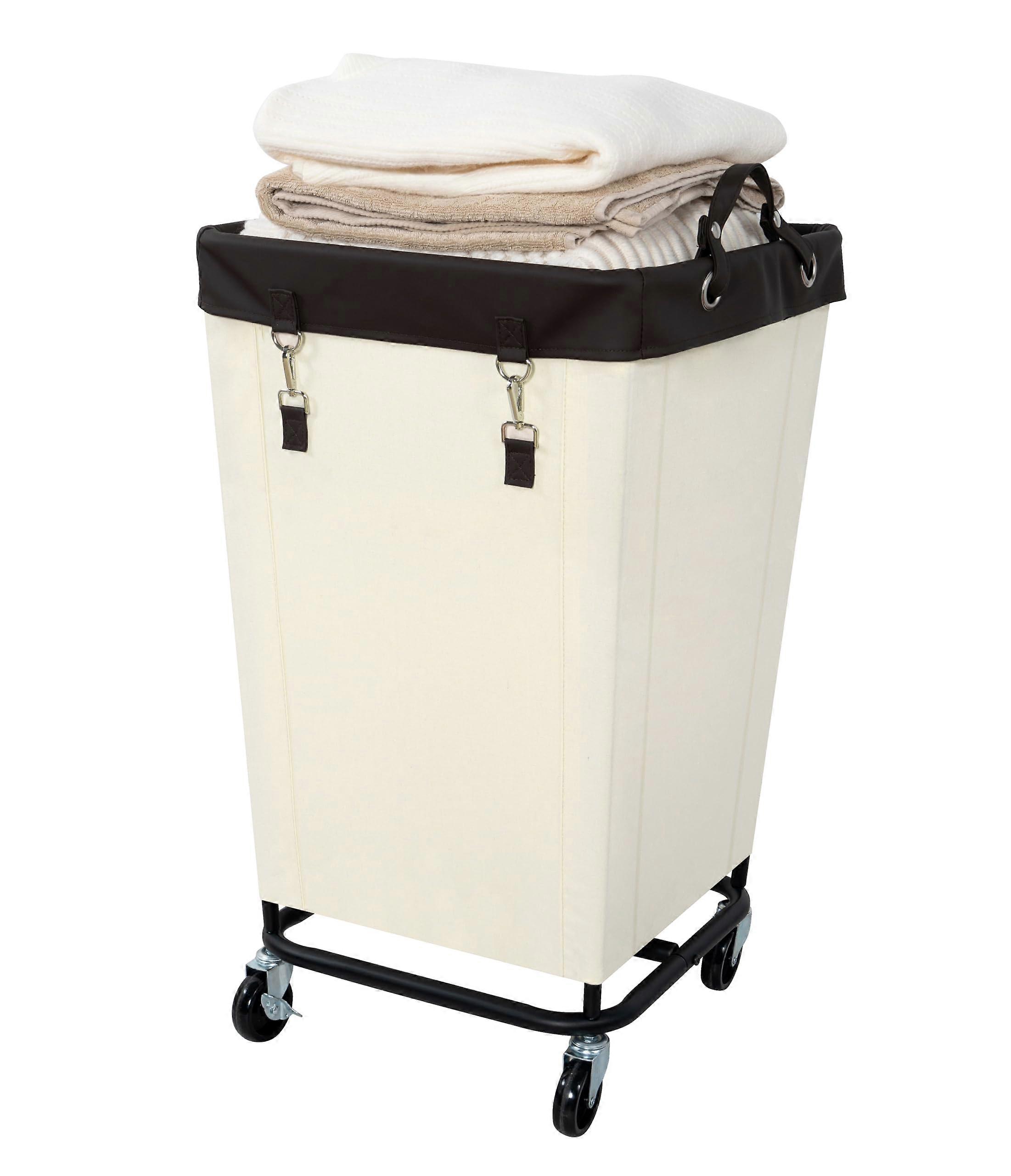 Laundry Hamper With Wheels 160L, Large Laundry Basket With Steel Frame And Removable Canvas Bag Beige