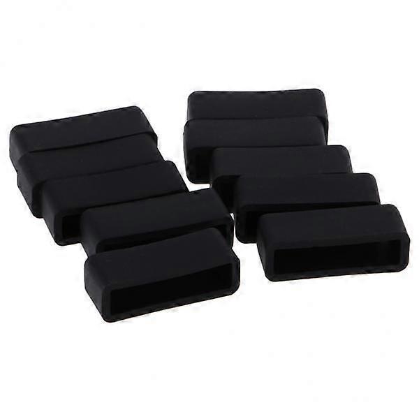 3-6pack Black Silicone Rubber Resin Watch Strap Band Keeper Holder Retainer Loop