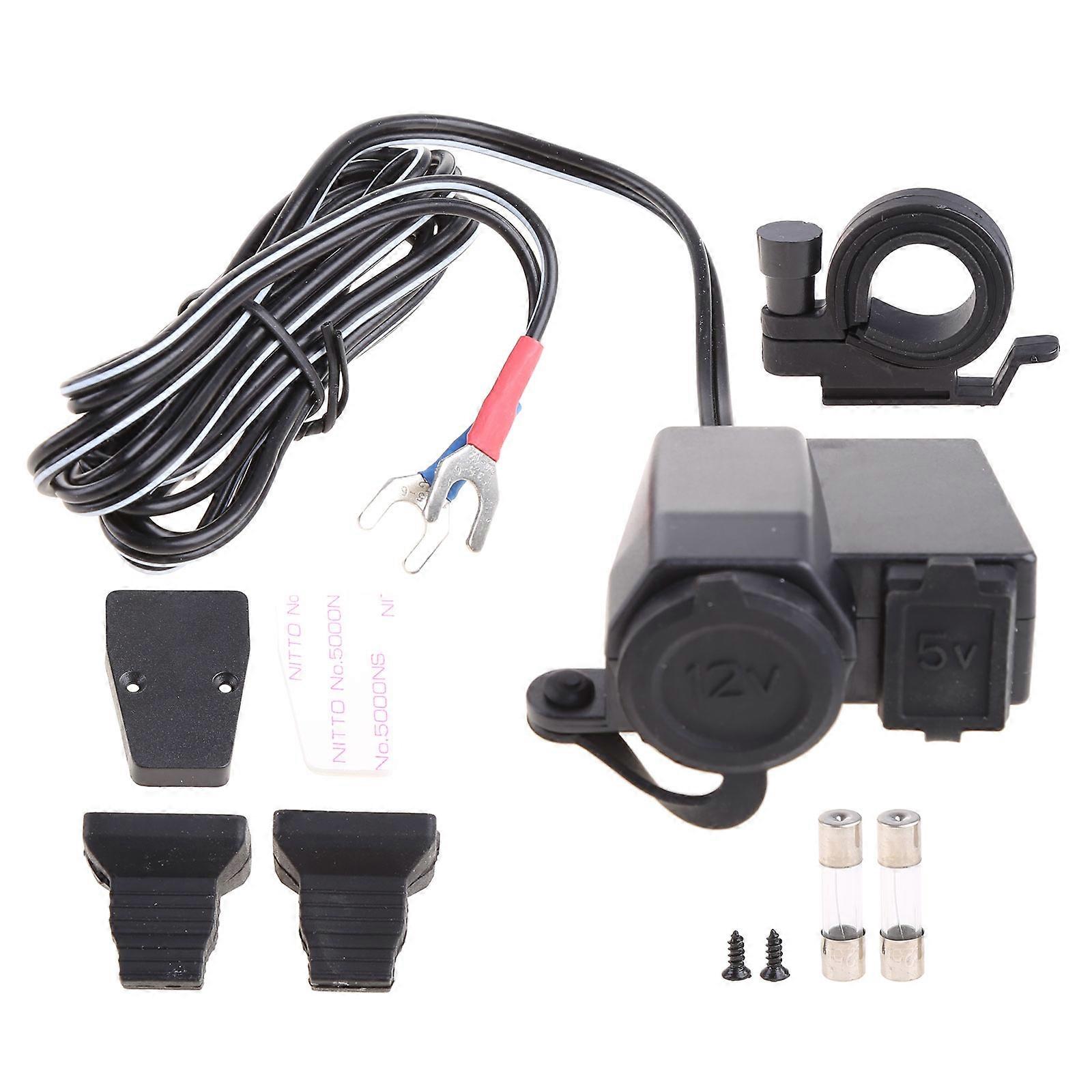 12V USB Cigarette Lighter Power Port Integration Outlet Socket For Motorcycle Multicolor