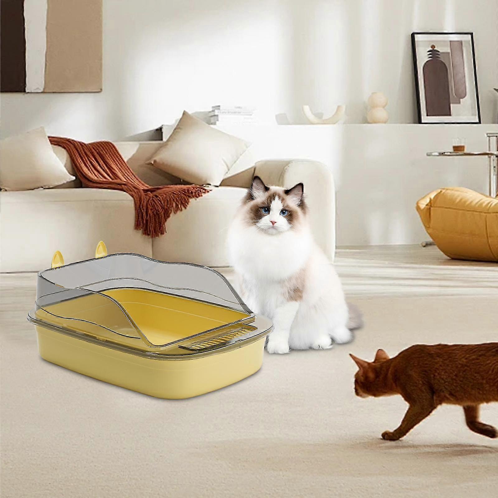 Large Cat Litter Box for Cats and Kittens, Cartoon Shaped Durable Sand Basin with High Sides for Better Containment and Easy Cleaning