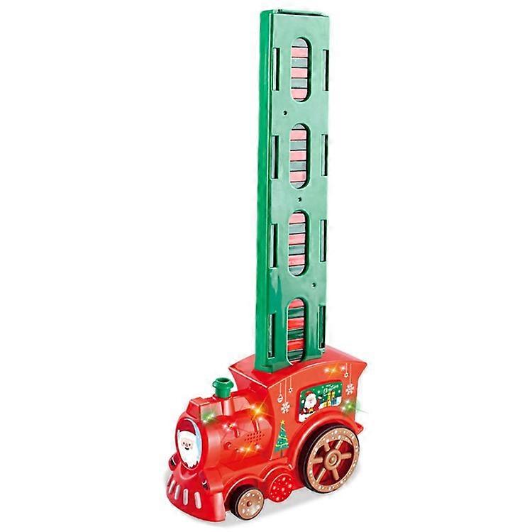 YLF938 Electric Domino Train Set for Kids, Christmas Early Learning Toy with 80Pcs Blocks