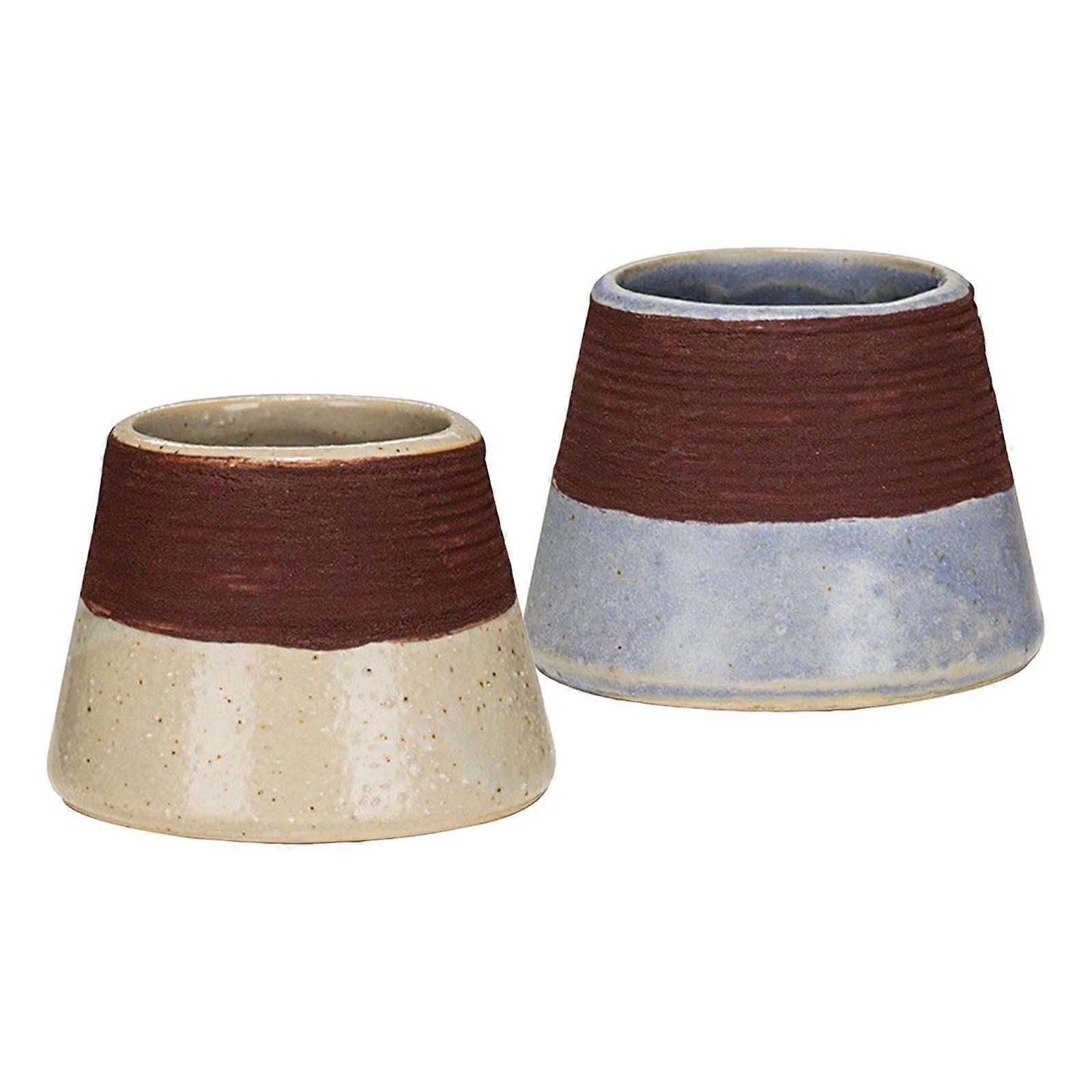 2 Ceramic Retro Match Holder for Fireplace Storage Pot Jar