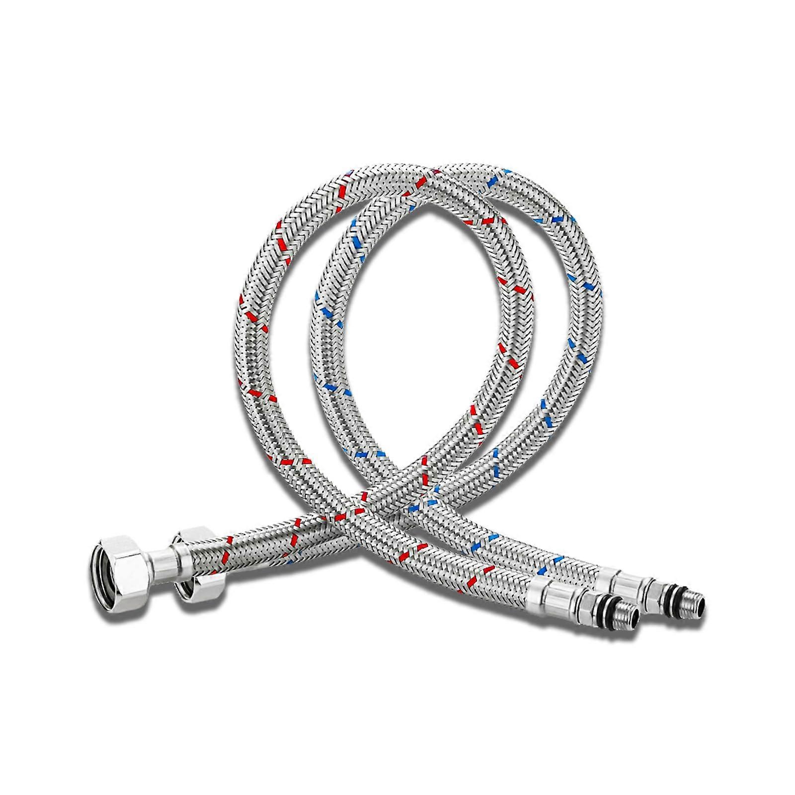 Connection Hose Fitting G3/8 x M10 Flex Hose 3/8 Inch Tap Hose Extension 80 cm for Mixer Tap Pack of 2