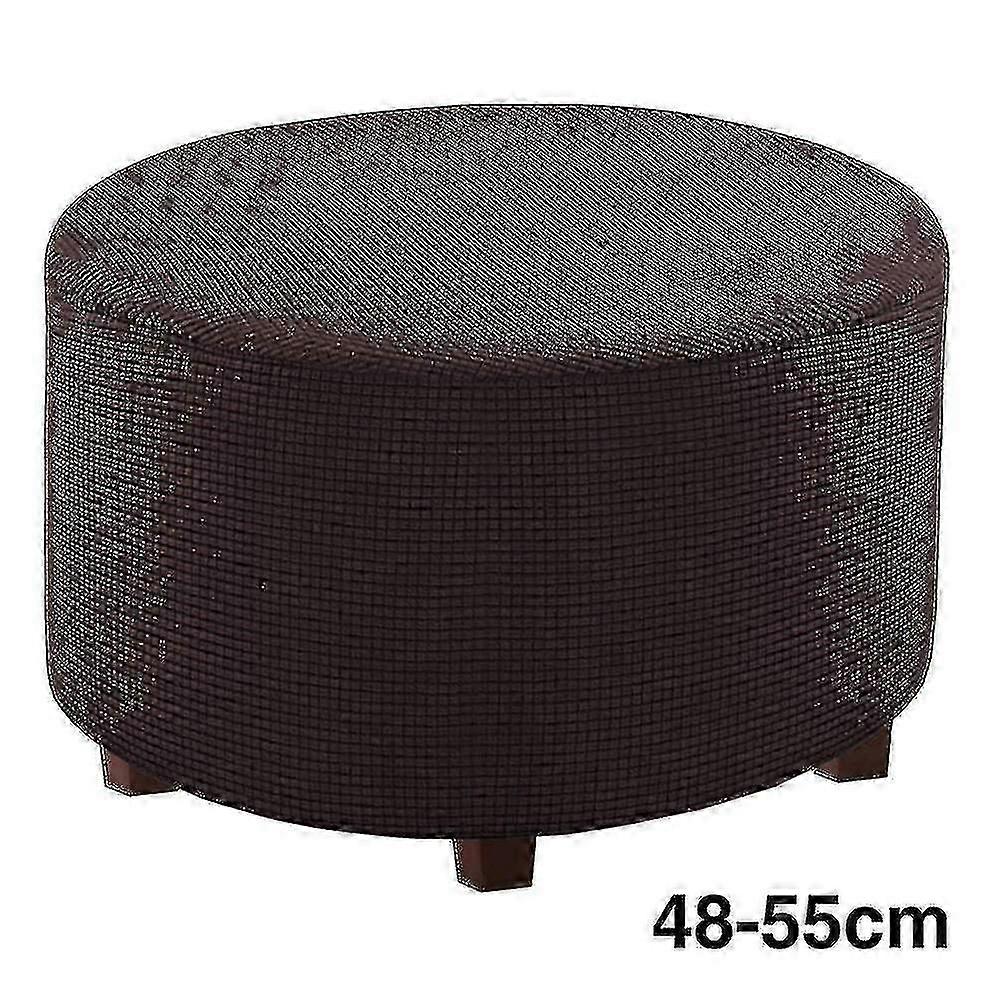 Footstool Protector Cover Round Ottoman Slipcover Removable Solid Living Room