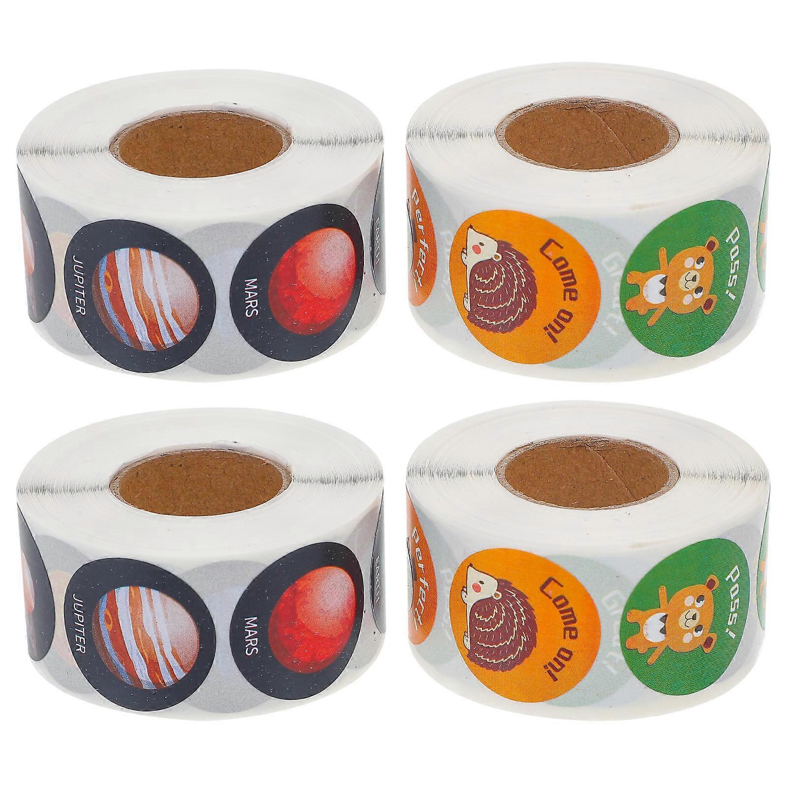 Math Stickers Roll Student Motivational Stickers Homework Motivation Decals present Wrapping Assorted Color 2.5CM x 2.5CM 4 Rolls