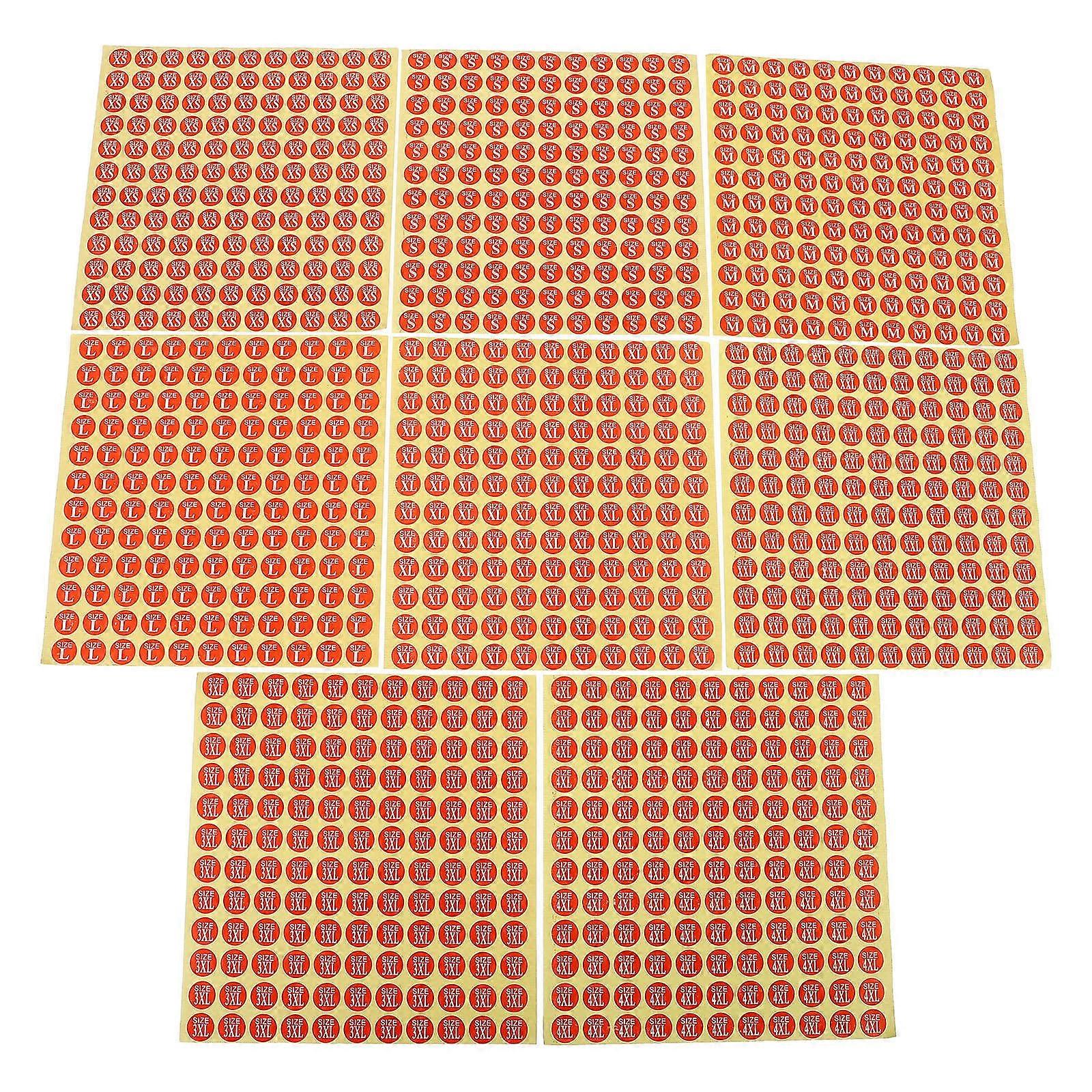 80 Sheets Red Clothing Size Stickers Adhesive Labels for Labeling Clothes Made of Paper