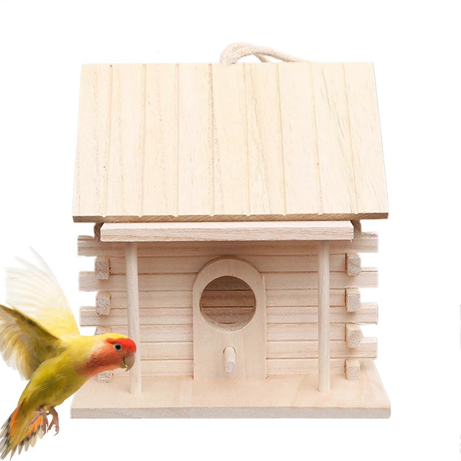 Wooden Bird Houses, Hangable Breeding Box for Parrots, Sturdy Lovebird Nesting Shelter