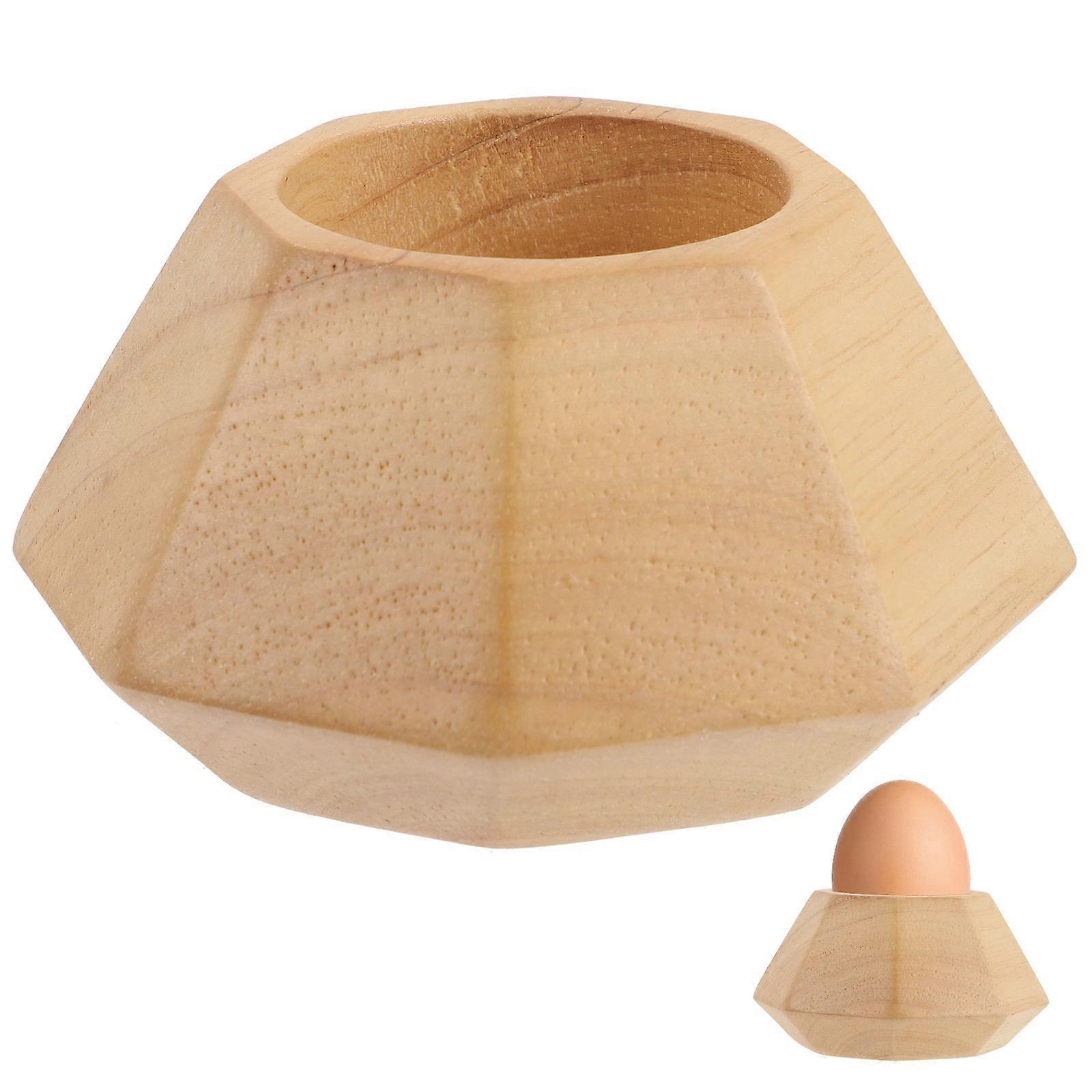Egg Display Stand Oak Egg Storage Stand Octagonal Shape Prevent Rolling Family Use 1Set