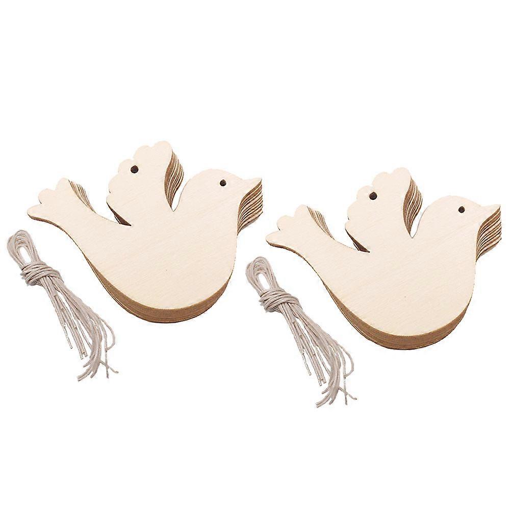 Wood Crafts Unfinished Christmas Pendants Hangable Diy Decoration Props Light Brown 8X8CM 50Pcs