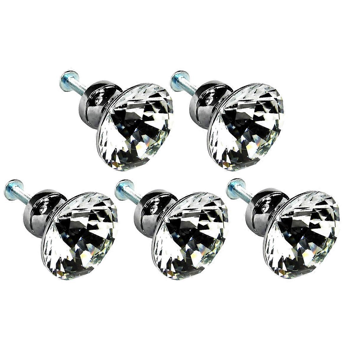 Kitchen Cabinet Knobs 5Pcs 30mm Clear Crystal Glass Door Knobs Drawer Pull Handles Furniture Renovation Elegant And Practical