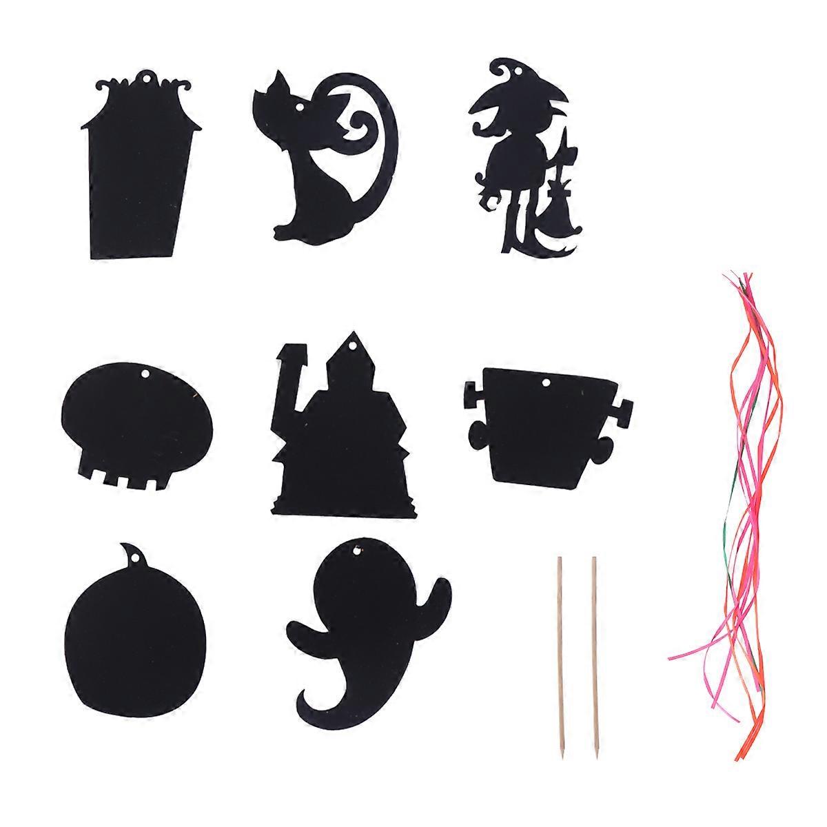 Halloween Kids Crafts Scratch Cards Diy Handcrafts Black Color 26x18.5x0.1cm Paper Material 4 Sets