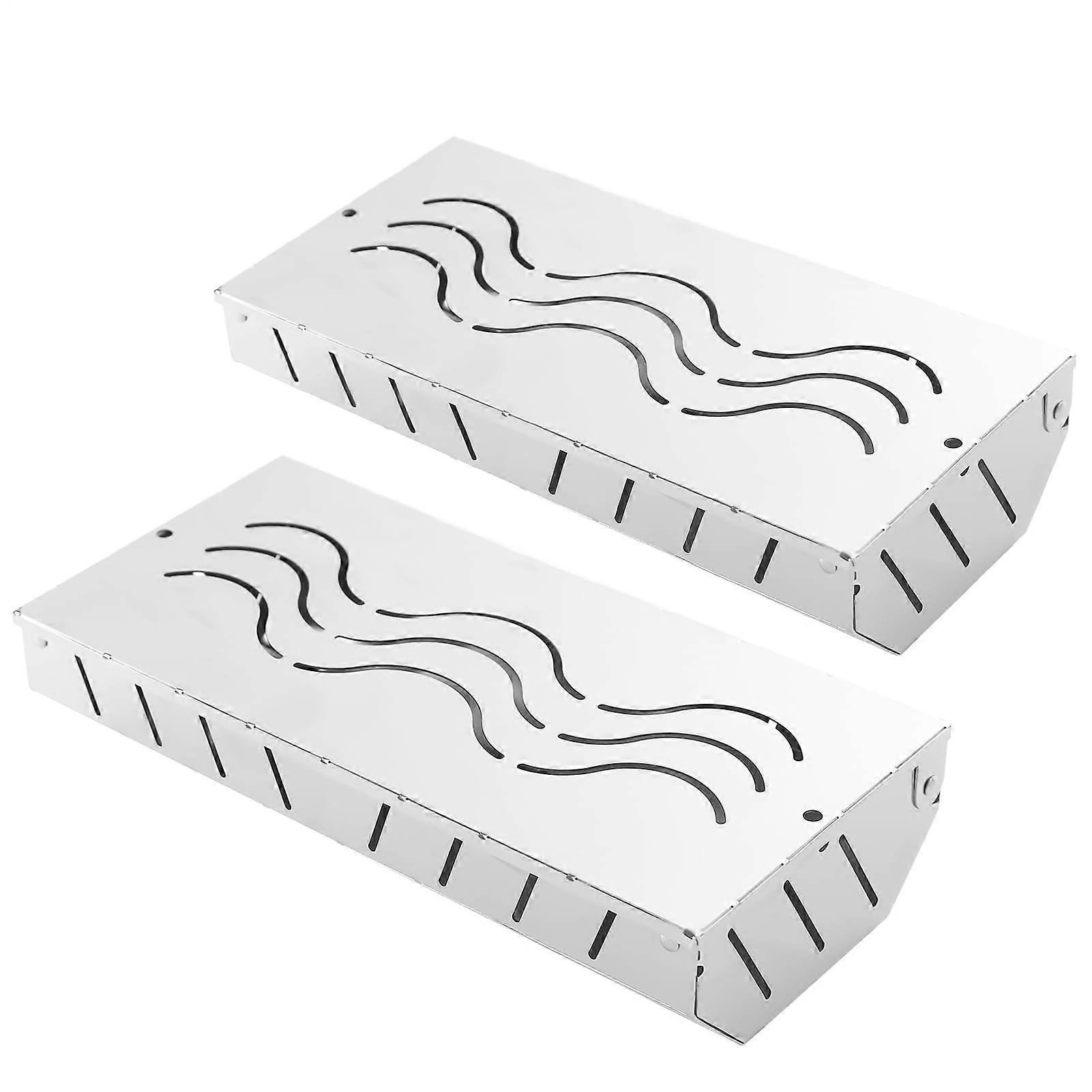 BBQ Smoker Box 2 Stainless Steel Meat Smoking Boxes for Grill Flavour