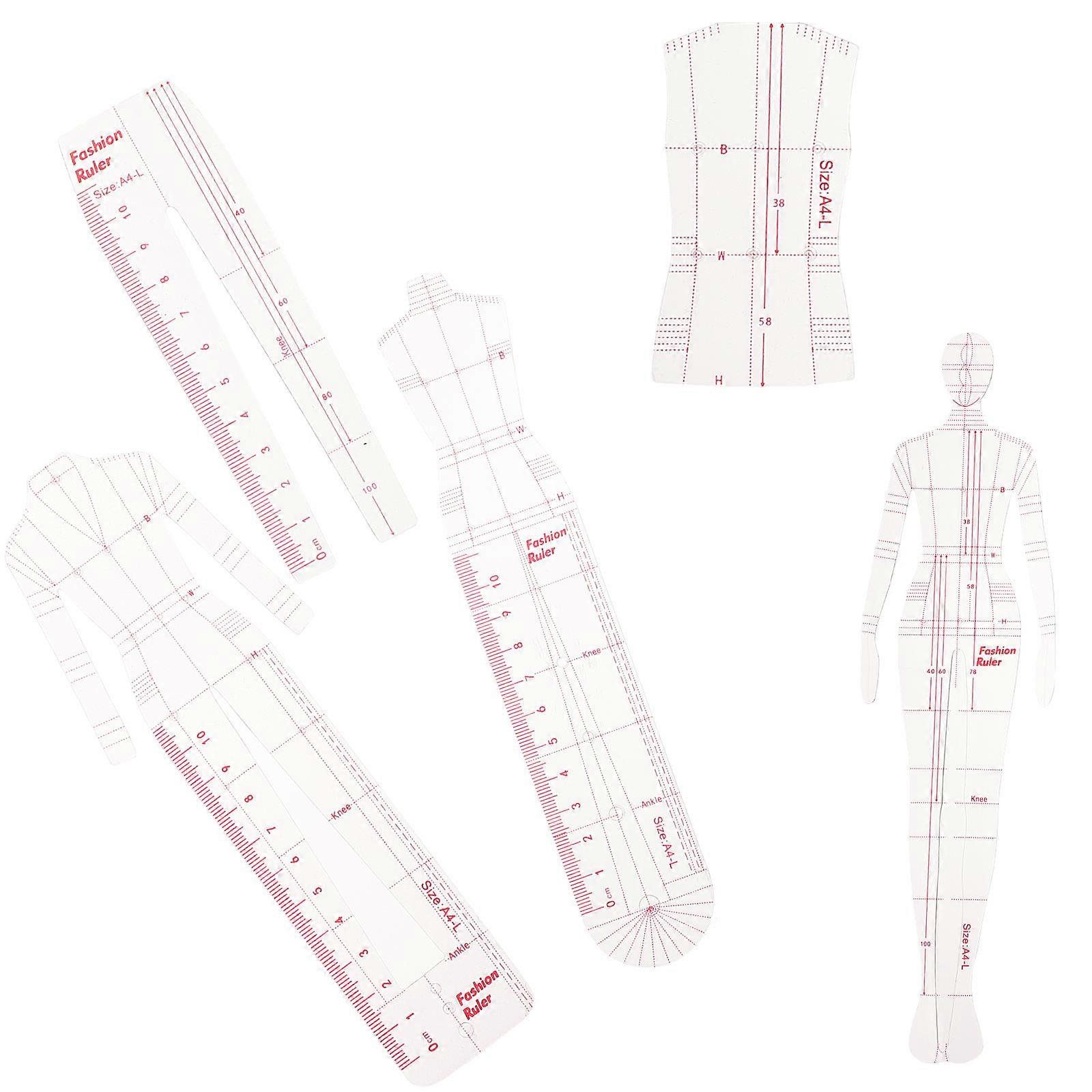 1 Set Clothing Drawing Template Ruler for DIY Use Made of Plastic Multi Color