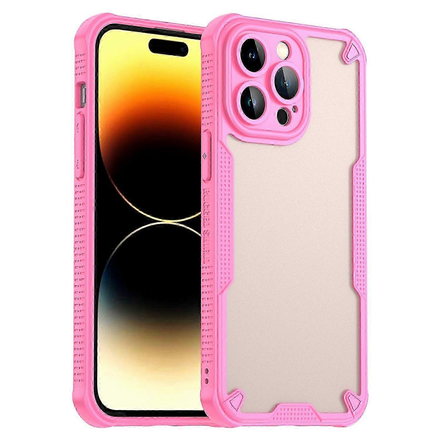 Protective Phone Cover for Compatible Brand Models - Pink, Semi-Transparent Frosted Finish, PC TPU