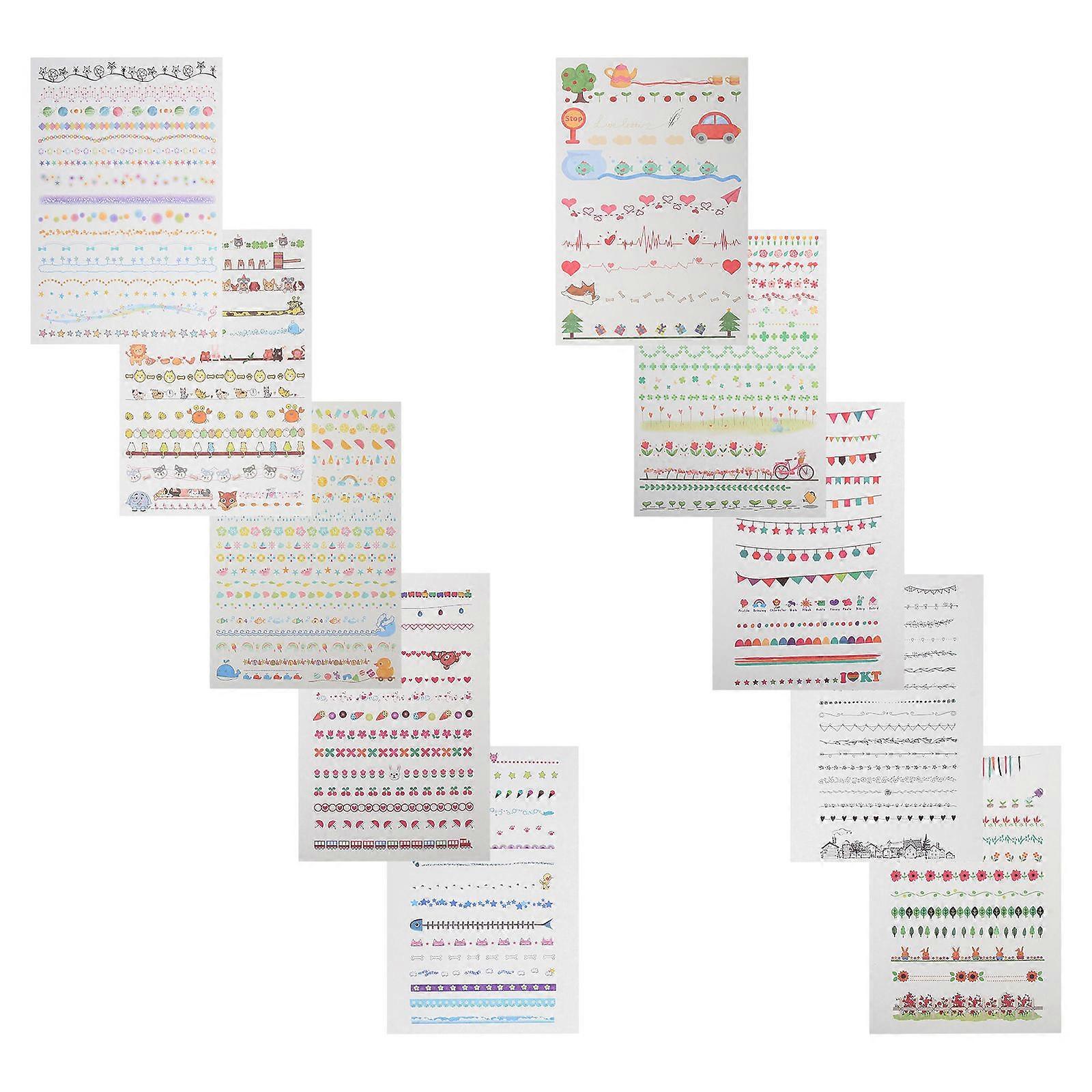 DIY Enthusiasts Adhesive Paper Sticker Decorative Planner Decoration Assorted Color 21X14cm 10 Sheets