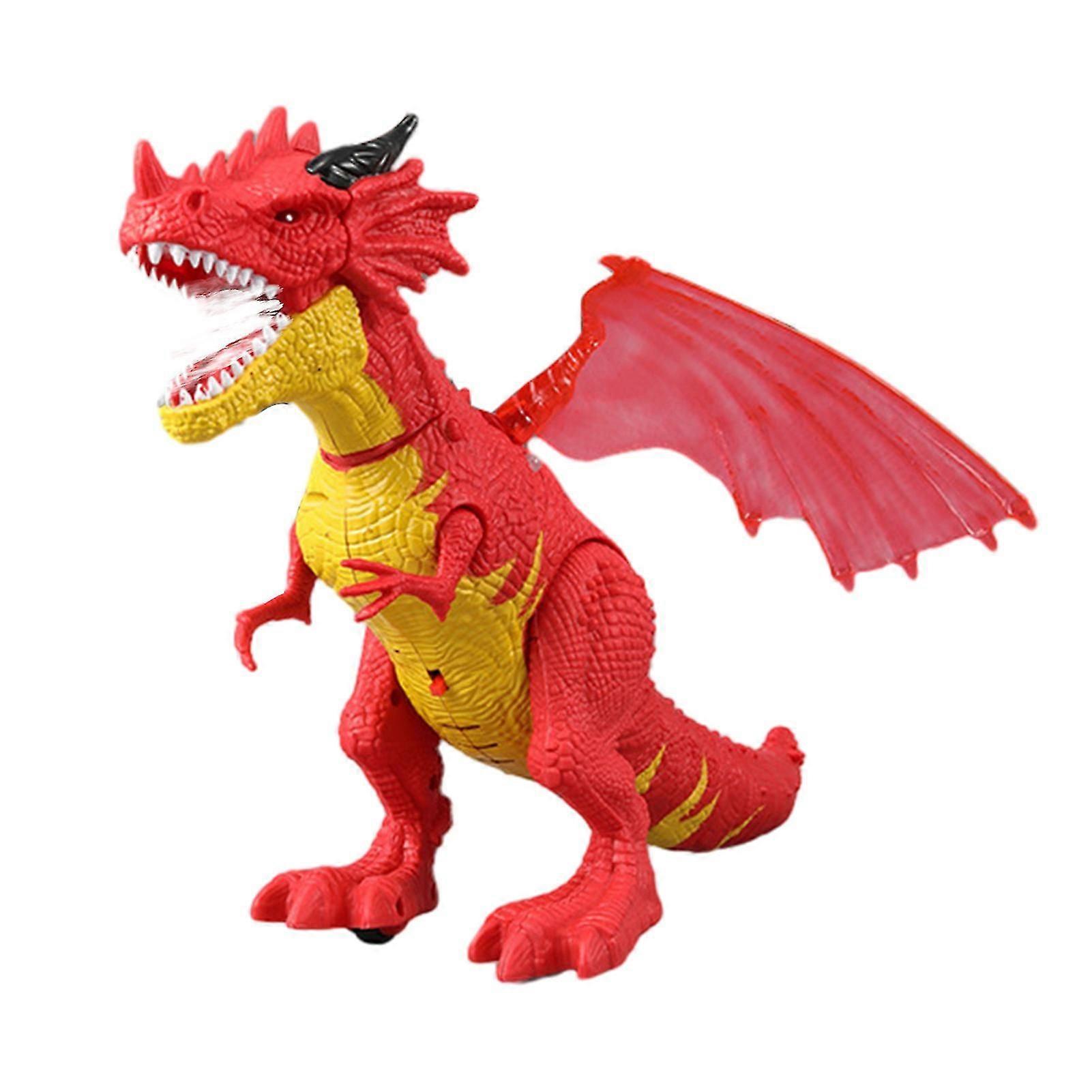 Kids Electric Flying Dragon Toy Light-Up Eyes Roaring Spraying Movable Joints Funny Toddlers Walking Dragon Action Figure Model