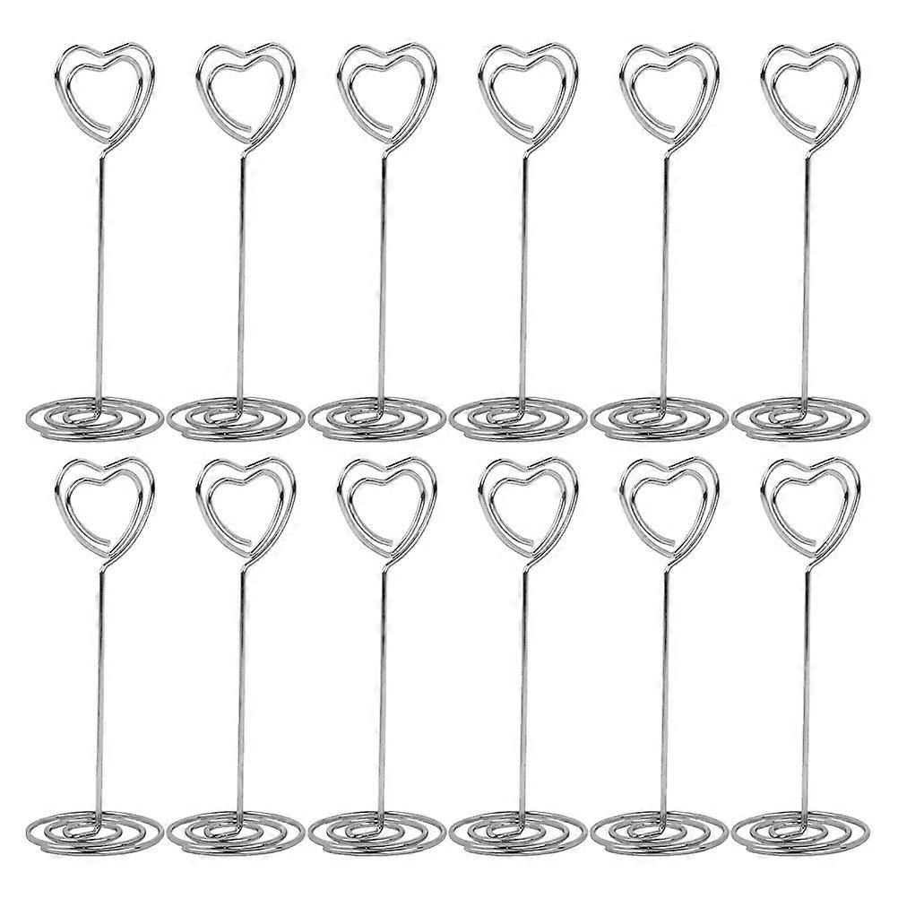 Photo Holder Stand Table Number Holders Heart Shape Desktop Decorations Metal 3.34X1.22X0.20inch 12Pcs