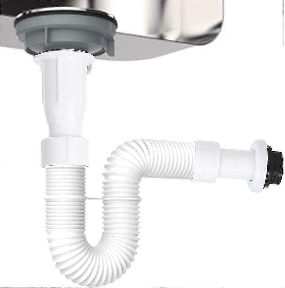 Universal Flexible Drain Pipe with Odor Proof S Bend Design for Bathroom Vanity Sink Plumbing Trap and DownFlow Water Drainage System