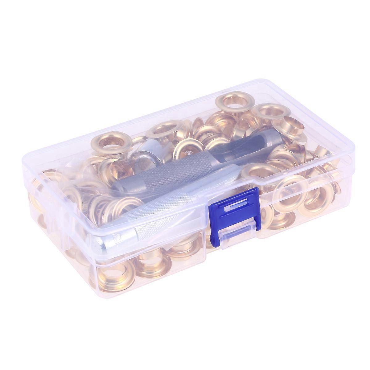 Gromment Tool Kit Grommets Eyelets Shoes Clothes Crafts Use Golden Inner Diameter 10MM Size 2 Multipurpose 100Set