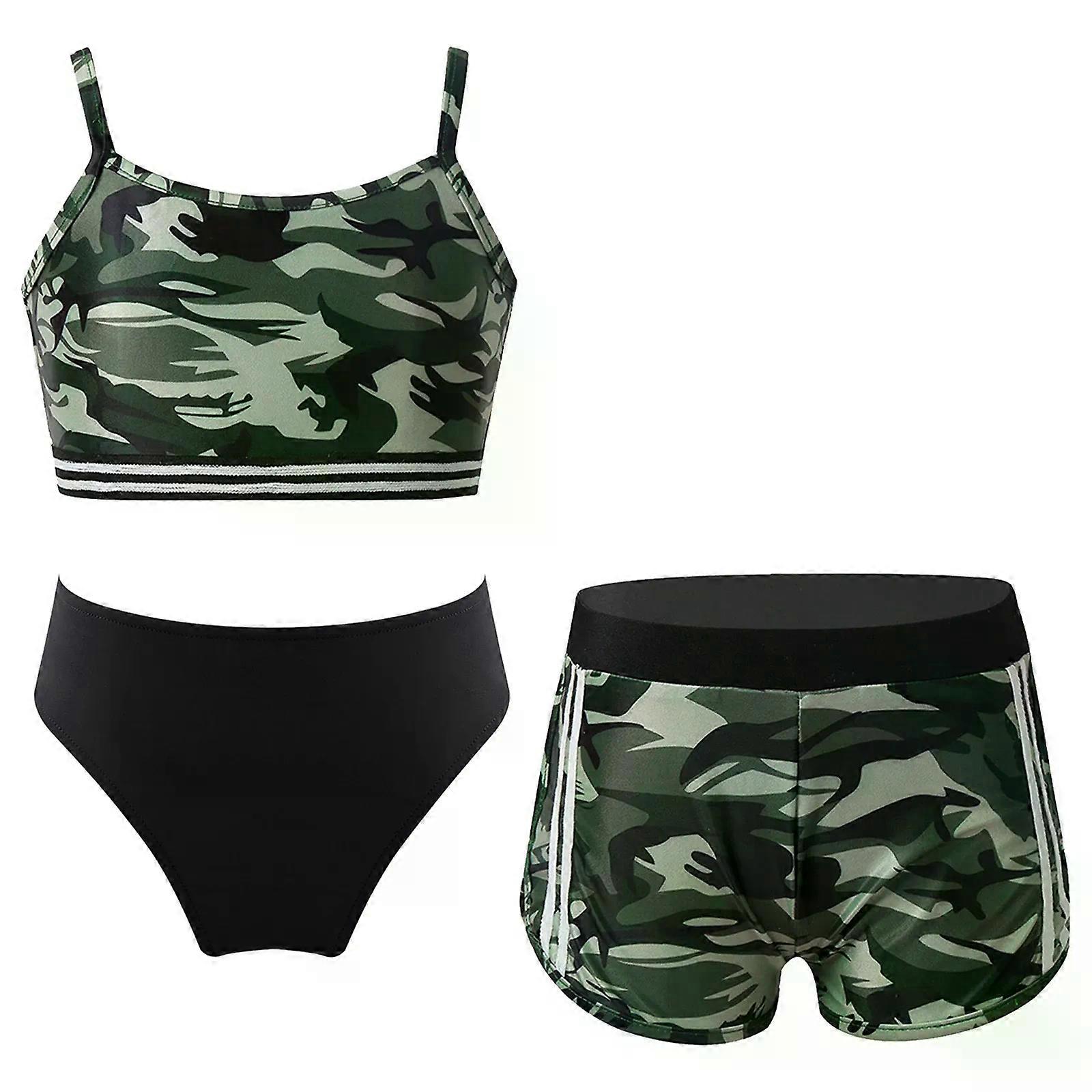 Παιδιά Κορίτσια Tankini Μαγιό Σπαγγέτι Τιράντες Εκτύπωση Crop Top με σορτς Σλιπ Μαγιό Beach Pool Water Park Μαγιό
