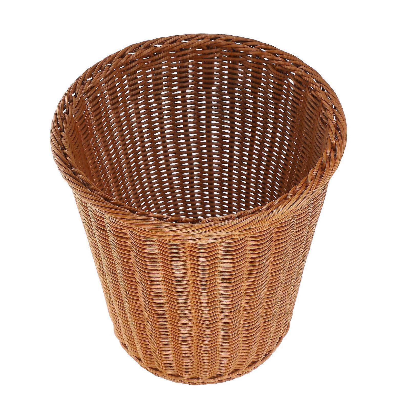 1PC Household Trash Can Flowerpot Woven Open Wastebasket (Imitated Rattan Style)