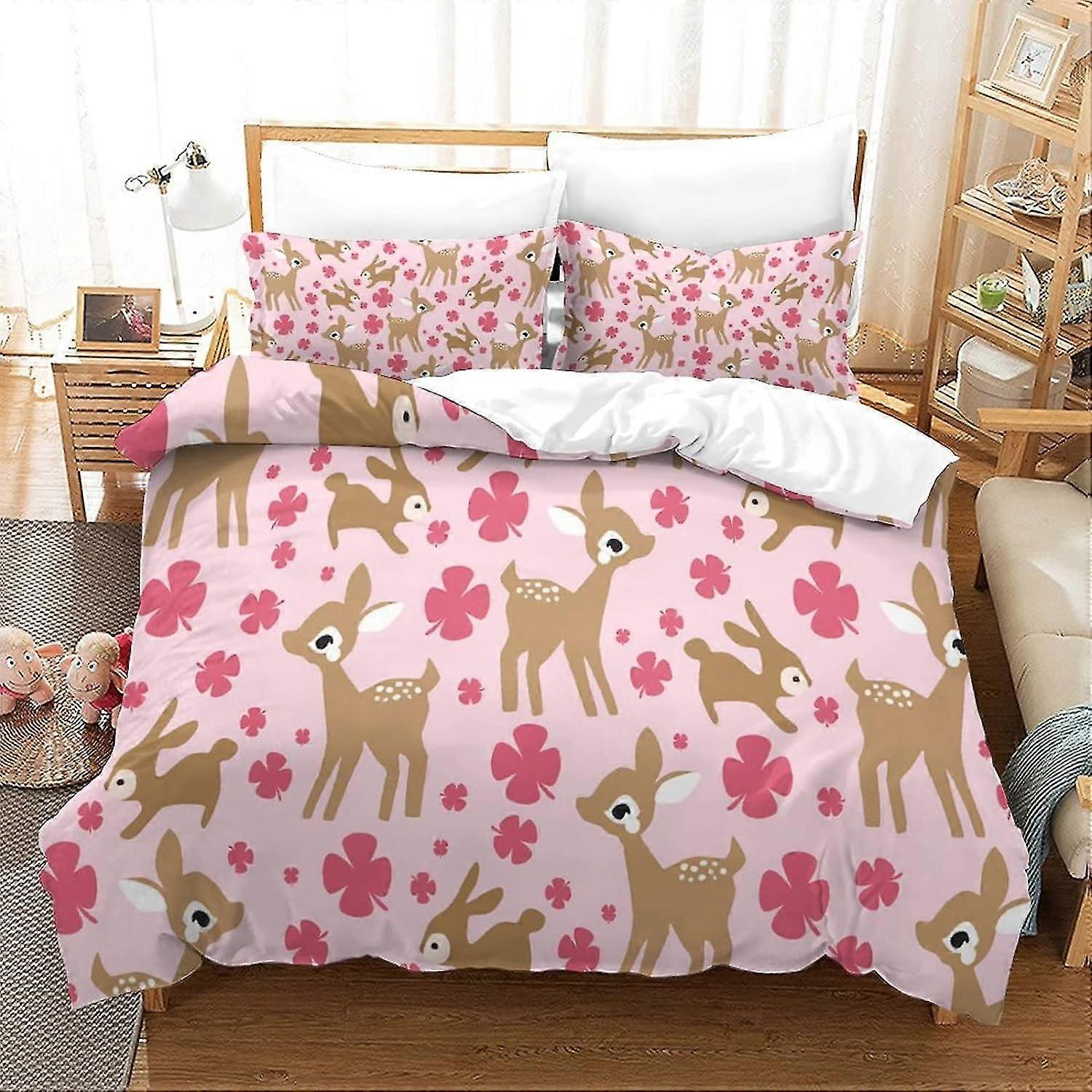 Conjunto de Cama com Capa de Edredom com Imagens de Desenhos Animados Impressas em 3D, 3 Peças com Fronha, Fecho de Zíper, Microfibra Macia para Crianças e Adultos