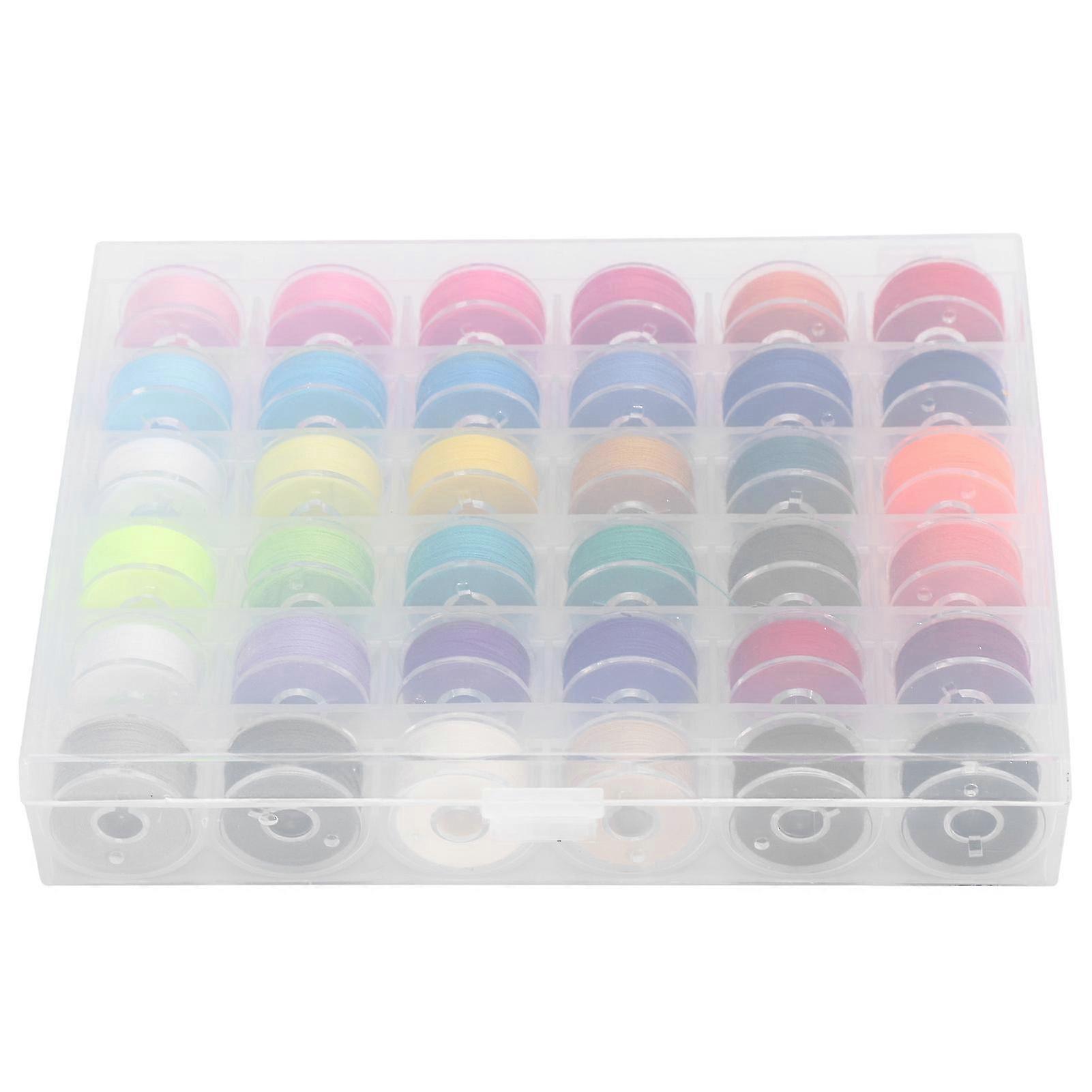 36Pcs Bobbins Set with Colorful Sewing Threads Accessories in 36 Grids Box
