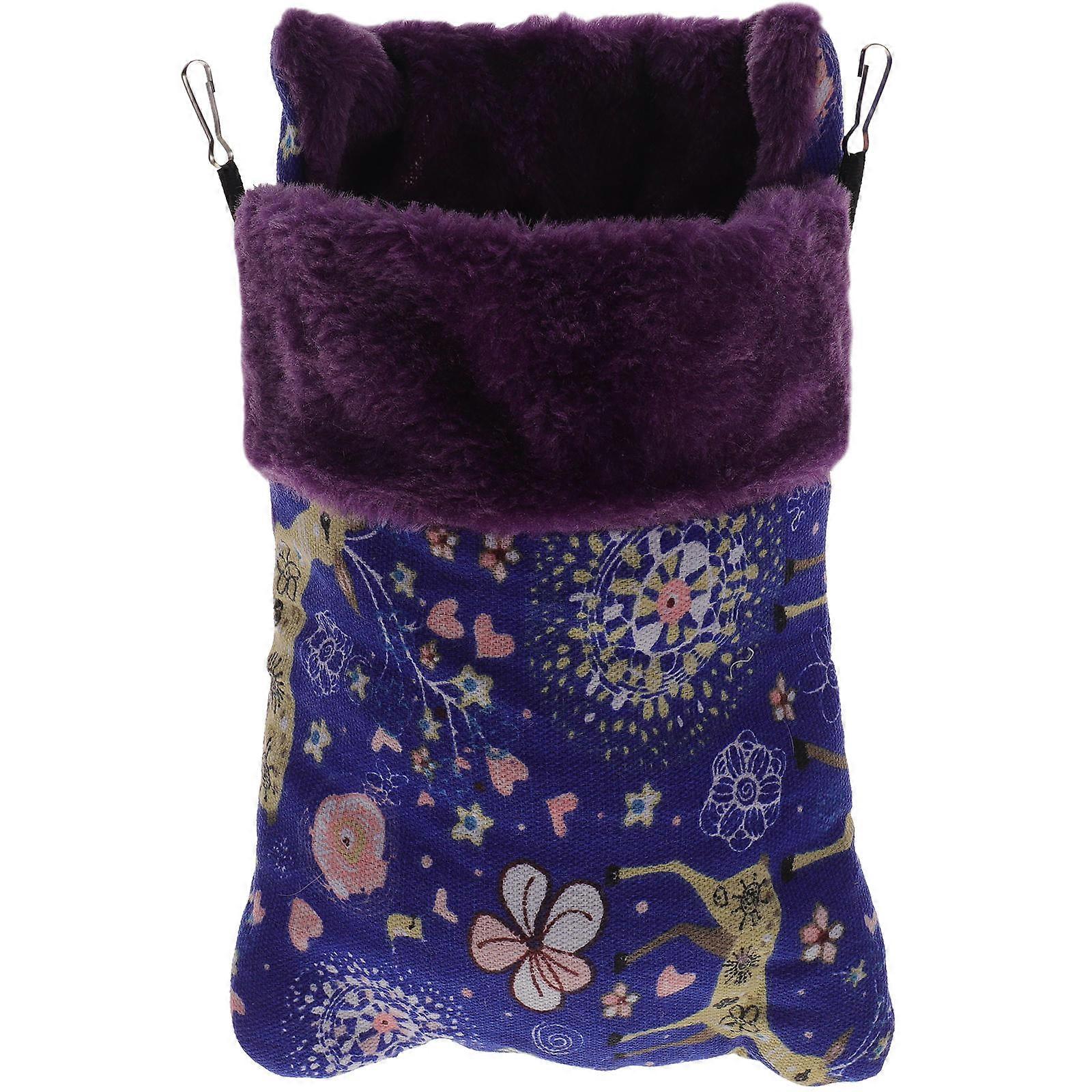 Lovely Deer Pattern Pet Hanging Bed Cozy Sleep Pouch for Hamsters Squirrels Warm Comfortable Nest Cold Weather