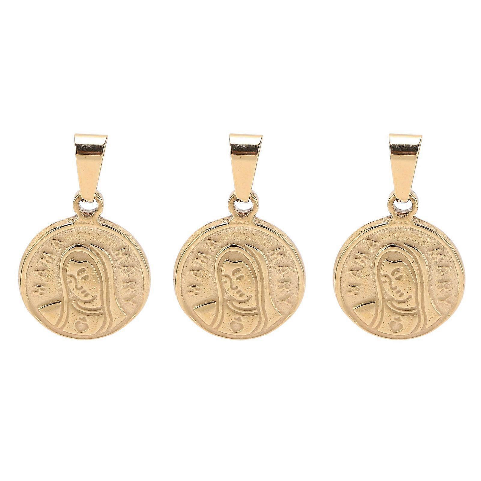 2025 Latest Model  3 Pcs Virgin Pendant Gold Mini Double Sided Embossed