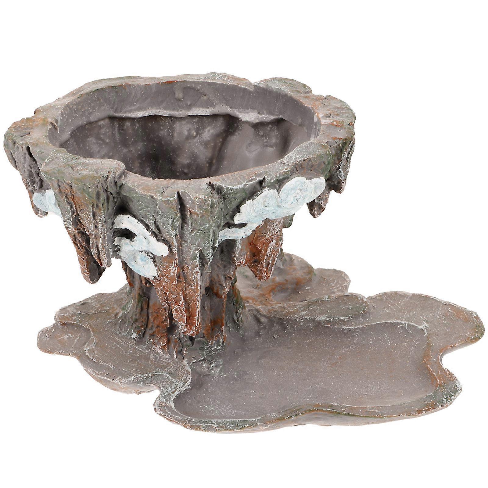 Sculpture Resin Vase Bonsai Planter Indoor Decoration Grey 23.00X13.50X13.00CM Plant Container 1Pack