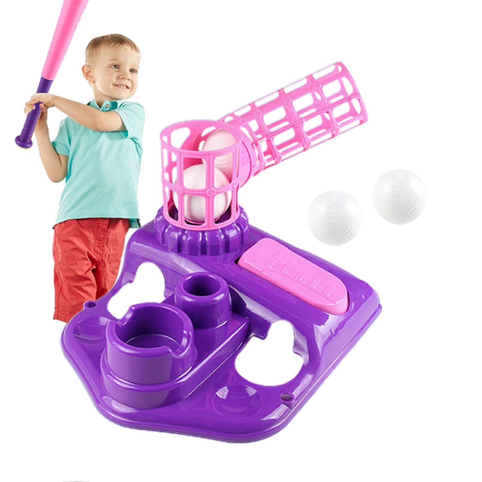 Ball Pitching Machine, Youth Baseball Launcher, Backyard Training Sports Set Purple 937G