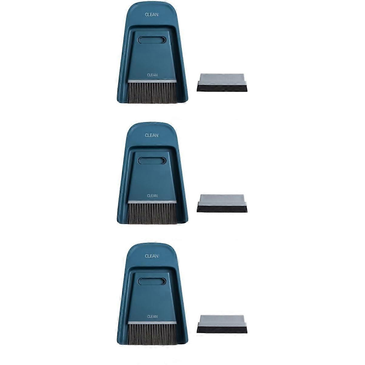 3sätze Desktop Cleaning Set Mini Broom and Dustpan Dark Blue for Small Spaces Home Office Cleaning Tools 1 Piece