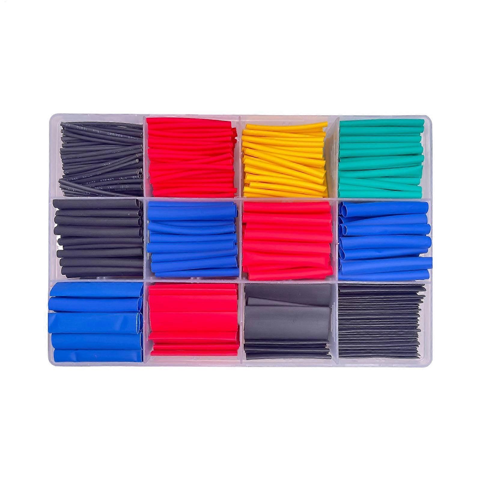 Heat shrink tubing, cable sleeve, electrical insulation tubing, 328 x multiple 8 sizes, easy to use, colorcoded options for workshop, hand tools.